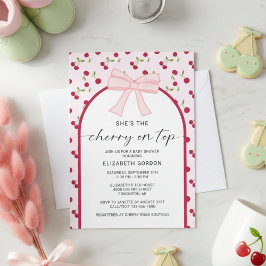 Convites Cherry On Top Baby Shower Coquette Bow
