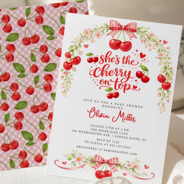 Convites Cherry on Top Baby Shower Invitation (Criador carregado)