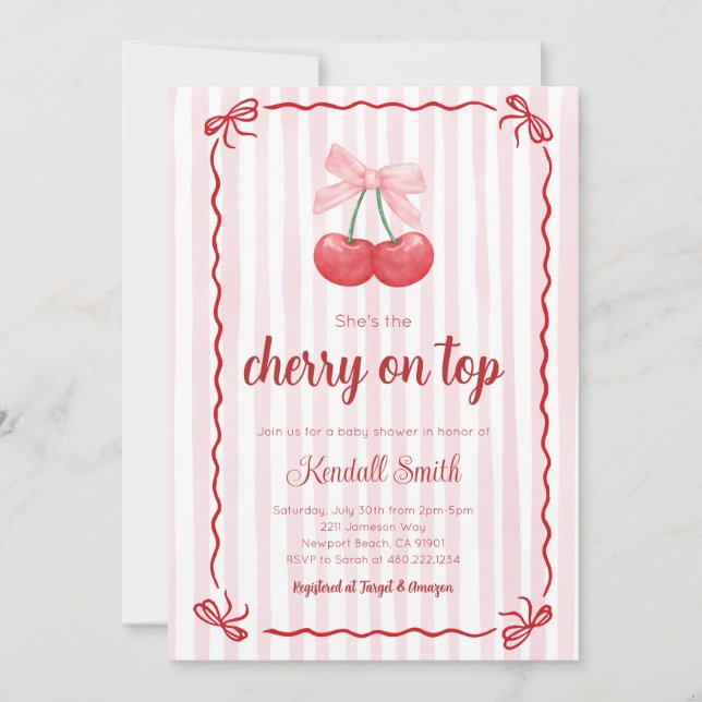 Convites Cherry on top baby shower Invitation (Frente)