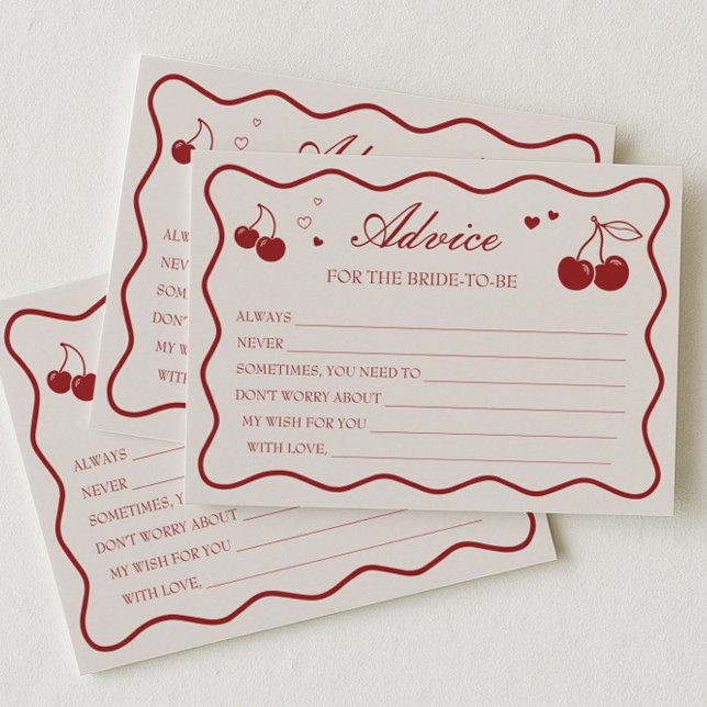 Convites Cherry On Top Bridal Shower Advice Card (Criador carregado)