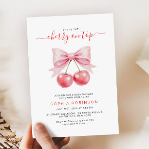 Convites Cherry On Top Coquette Pink Arco Girl Chá de frald