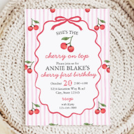 Convites Cherry On Top Girl primeiro aniversario