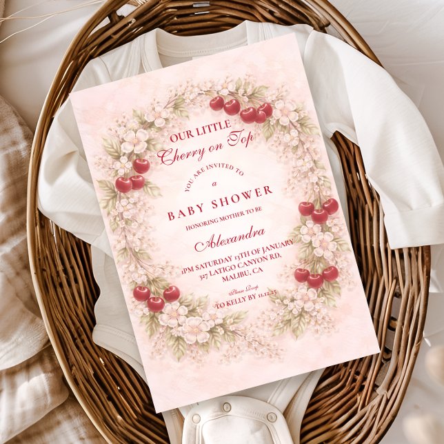 Convites Cherry on Top Jardim Baby Shower  (Criador carregado)