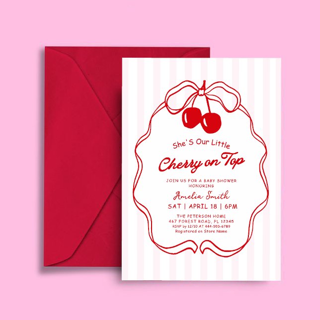 Convites Cherry On Top Valentines girl Baby shower (Criador carregado)