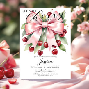 Convites Cherry Pink Arco Cherry on Top Chá de fraldas Invi