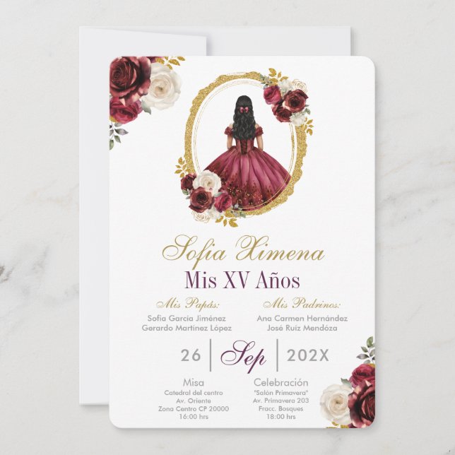 Convites Cherry Red Quinceañera Invitation (Frente)