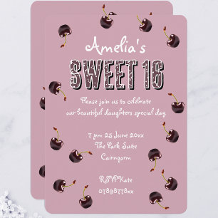 Convites Cherry Sweet 16 Partido Personalizado
