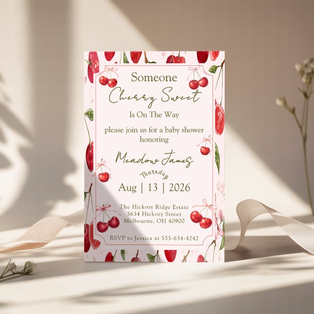 Convites Cherry Sweet - Baby Shower Invitation (Criador carregado)
