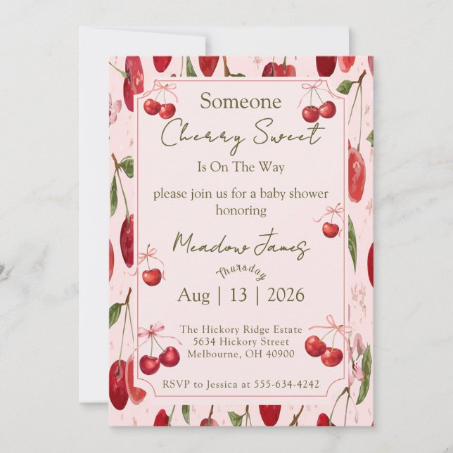 Convites Cherry Sweet - Baby Shower Invitation (Frente)