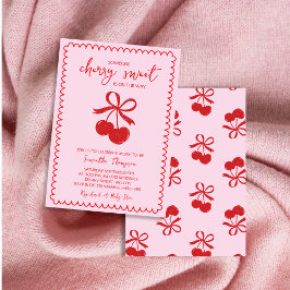 Convites Cherry Sweet Elegant - Chá De Bebê Desenhado Pela 