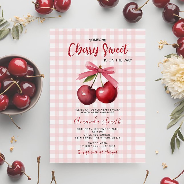 Convites Cherry Sweet Está A Caminho Do Chá de fraldas (Criador carregado)