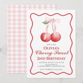 Convites Cherry Sweet Pink Bow préppy aniversário