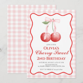 Convites Cherry Sweet Pink Bow préppy aniversário