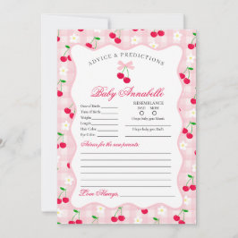 Convites Cherry Sweet Pink Coquette Advice para Bebê Card