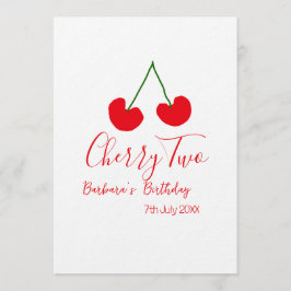 Convites Cherry two 2nd birthday red cherry kids simple 