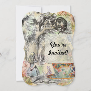 Convites Cheshire Cat Alice Wonderland Classic