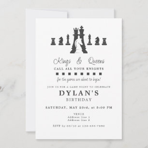 Convites Chess Game Night Anythday qualquer Aniversário de 