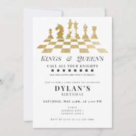 Convites Chess Game Night Chame Seus Cavaleiros Dourados An