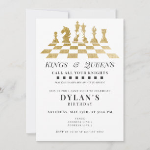 Convites Chess Game Night Chame Seus Cavaleiros Dourados An