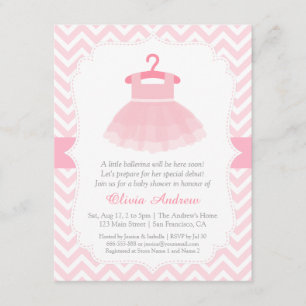 Convites Chevron Ballerina Girl Baby Shower