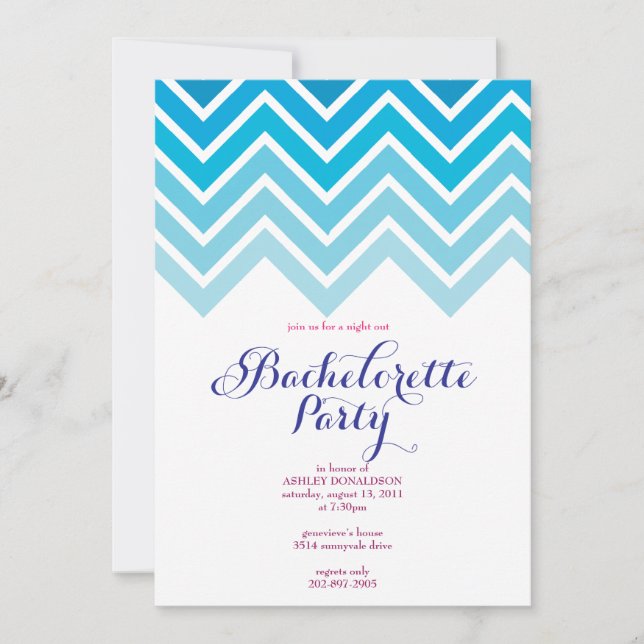 Convites CHEVRON - Raparigas Noite Fora BACHELORETTE - Conv (Frente)