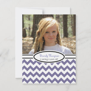 Convites Chevron roxo e branco: Imagem:Convite de festas
