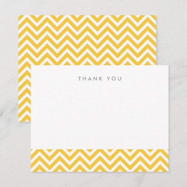 Convites Chevron Simples Amarelo Obrigado Nota Placas (Frente/Verso)