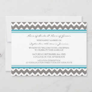 Convites Chevron Teal Recepção de casamento Apenas Cinza
