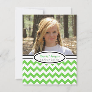 Convites Chevron verde e branco: Imagem:Convite de festas
