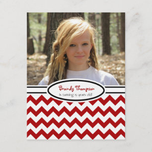 Convites Chevron Vermelho e Branco: Imagem:Convite de festa