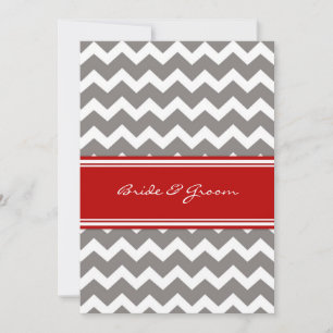 Convites Chevron Vermelho Recepção de casamento Apenas Cinz