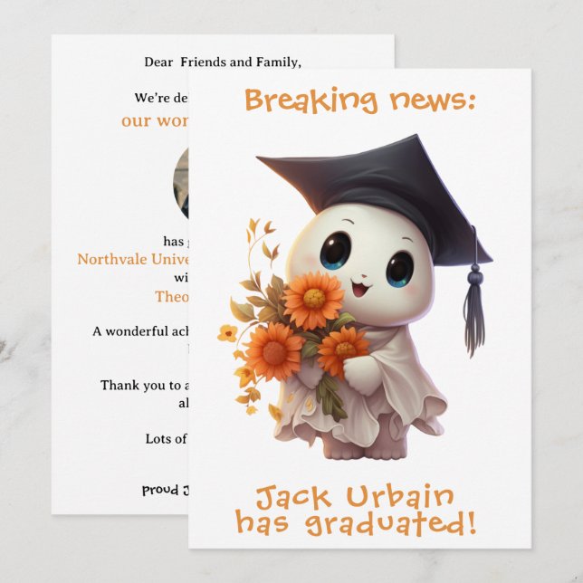 Convites 🎓Chibi Bloom Graduation Announcement (Frente/Verso)