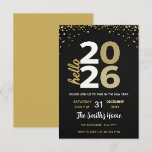 Convites Chic 2026 Festa de Ano Novo Dourado Brilhante Pret