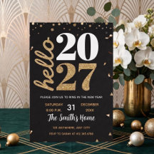 Chic 2027 Festa de Ano Novo Preto com Brilho Doura