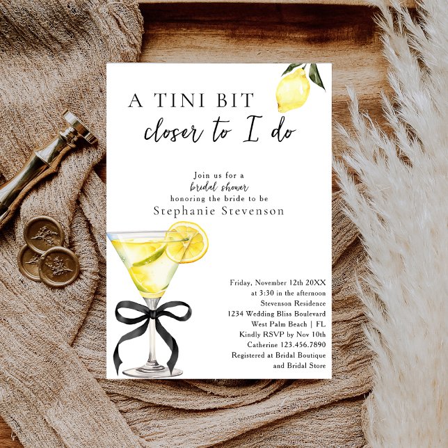 Convites Chic A Tini Bit Closer Lemon Martini Bridal Shower (Criador carregado)
