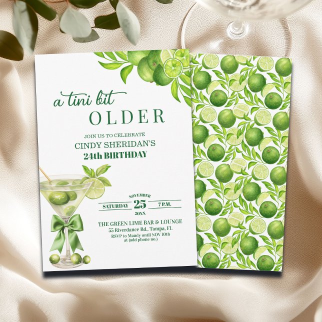 Convites Chic A Tini Bit Older Lime Martini 24th Birthday (Criador carregado)