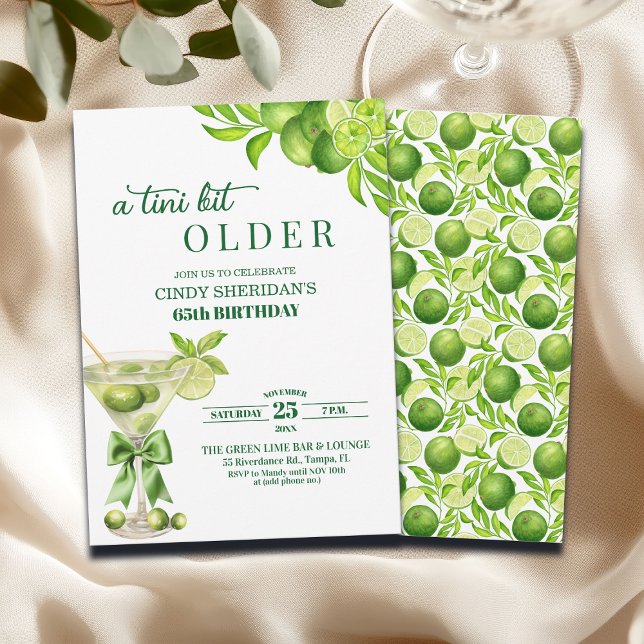 Convites Chic A Tini Bit Older Lime Martini 65th Birthday (Criador carregado)