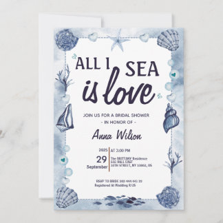 Convites Chic All I Sea Is Love Bridal Shower Watercolor