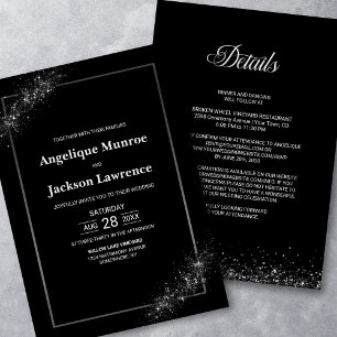 Convites Chic All In One Black Glitter Weding