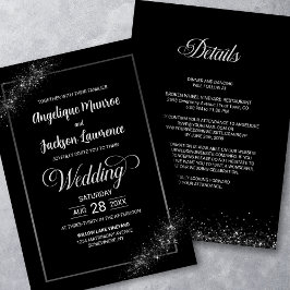 Convites Chic All In One Black Glitter Weding
