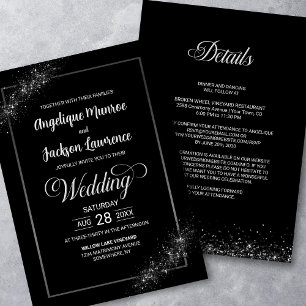 Convites Chic All In One Black Glitter Weding