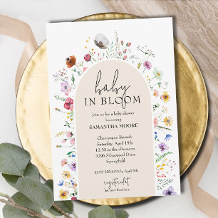 Convites Chic Baby in Bloom Ivory Chá de fraldas