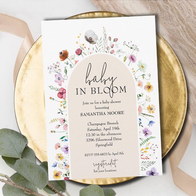 Convites Chic Baby in Bloom Ivory Chá de fraldas (Baby in Bloom ivory baby shower invitations, INSTANT DOWNLOAD and/or PRINTED)