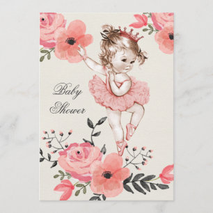 Convites Chic Ballerina Watercolor Flowers Chá de fraldas
