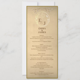 Convites Chic Beige Cream Watercolor, Monogram Wedding Menu