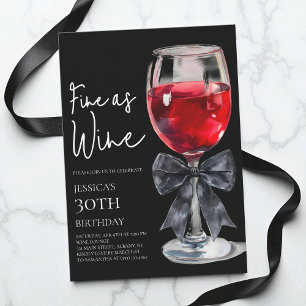 Convites Chic Black Bow Fine as Wine Festa de 30 Anos