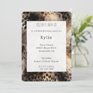 Convites Chic Black Cream Leopardo Aniversário