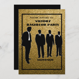 Convites Chic Black & Dourado Bachelor Party