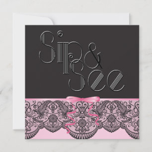 Convites Chic Black Lace e Pink Sip e Veja