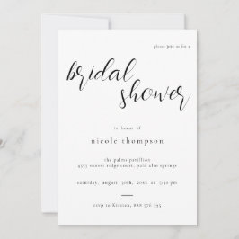 Convites Chic Black Script Bridal Shower Invitation Minimal